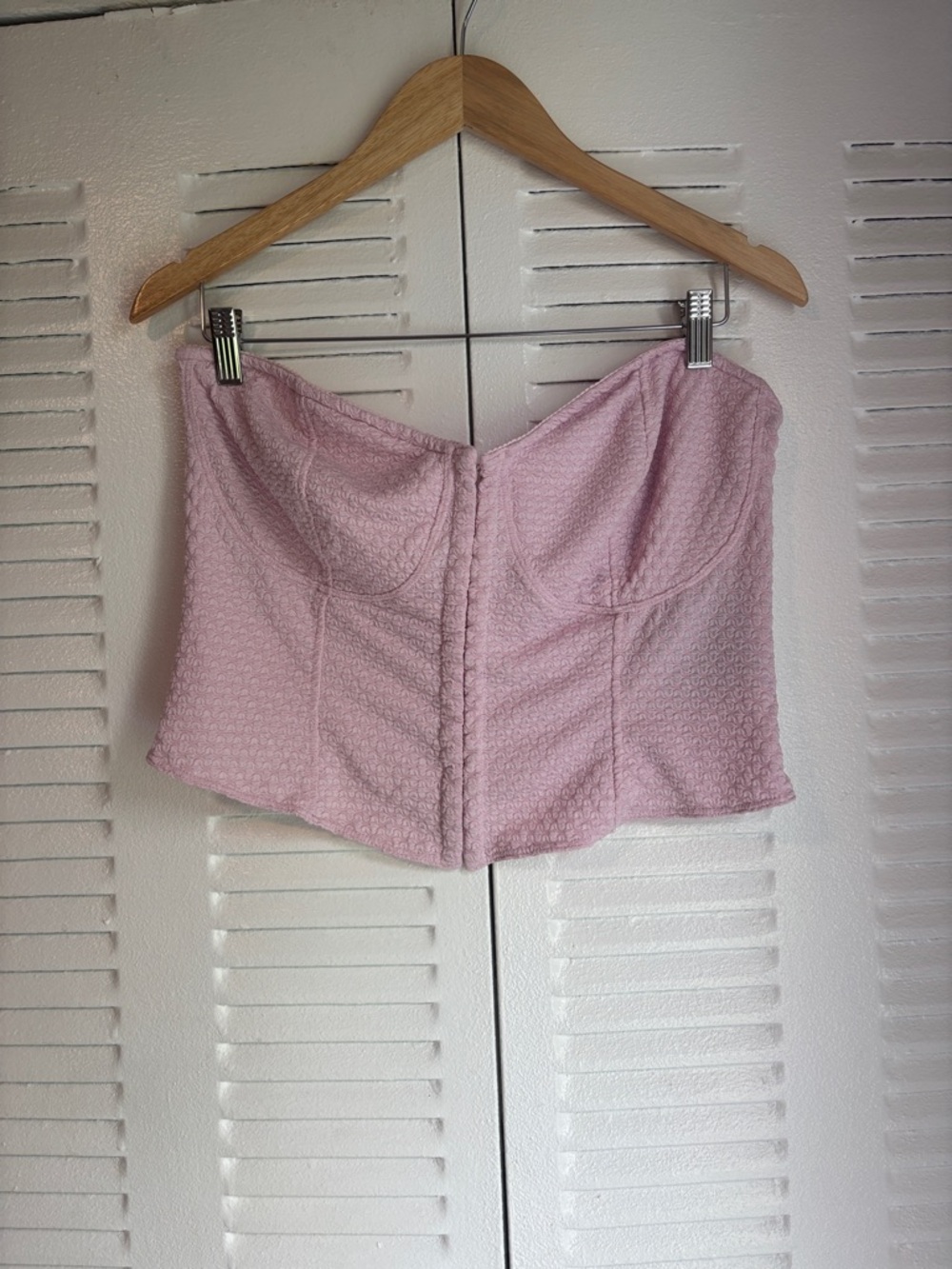 H&M Pink Corset Top XL Strapless Textured Bustier Chic Feminine - Picture 2 of 9
